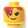 LEGO Yellow Minifig Head with Brown Hair over Eye and Black Eyebrows (Safety Stud) (3626)