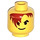 LEGO Amarillo Minifigura Cabeza con Marrón Pelo over Ojo y Negro Eyebrows (Espiga de seguridad) (3626)