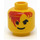 LEGO Jaune Minifigurine Tête avec Marron Cheveux over Œil et Noir Eyebrows (Clou de sécurité) (3626)