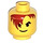 LEGO Gelb Minifig Kopf mit Brown Haar over Eye und Schwarz Eyebrows (Sicherheitsbolzen) (3626)