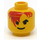 LEGO Yellow Minifig Head with Brown Hair over Eye and Black Eyebrows (Safety Stud) (3626)