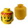 LEGO Geel Minifig Hoofd met Headset Over Rood Oranje Haar &amp; Eyebrows (Veiligheids Stud) (3626)
