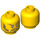 LEGO Gelb Minifig Kopf mit Sideburns und Arched Eyebrows (Einbau-Vollbolzen) (3626 / 64900)
