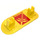 LEGO Gelb Minifig Skateboard mit Zwei Rad Clips mit Schwarz Oval und rot Kickflip underneath Aufkleber (45917)