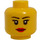 LEGO Geel Minifigure Female Hoofd met rode lippen (verzonken stevige stud) (10261 / 14927)