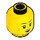 LEGO Gul Minifigur Hoved Dobbeltsidet med Sort Eyebrows, Beauty Spot og Mørkebrun Lips - Open Mund Smile/Scowl (Forsænket solid knops) (3626 / 34322)