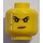 LEGO Gul Minifigur Hoved Dobbeltsidet med Sort Eyebrows, Beauty Spot og Mørkebrun Lips - Open Mund Smile/Scowl (Forsænket solid knops) (3626 / 34322)