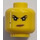 LEGO Yellow Minifigure Head Dual Sided with Black Eyebrows, Beauty Spot and Dark Tan Lips - Open Mouth Smile/Scowl (Recessed Solid Stud) (3626 / 34322)