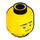 LEGO Gul Minifigur Huvud (Lloyd) med Brun Eyebrows, Grön Ögon, Lopsided Smile / Concerned Dual Expression (Infälld solid knopp) (3626 / 34547)