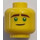 LEGO Gul Minifigur Huvud (Lloyd) med Brun Eyebrows, Grön Ögon, Lopsided Smile / Concerned Dual Expression (Infälld solid knopp) (3626 / 34547)