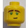 LEGO Yellow Minifigure Head (Lloyd) with Brown Eyebrows, Green Eyes, Lopsided Smile / Concerned Dual Expression (Recessed Solid Stud) (3626 / 34547)