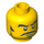 LEGO Yellow Minifigure Head Stern Expression with Black Sideburns and Moustache (Safety Stud) (3626 / 93412)