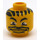 LEGO Yellow Minifigure Head with Black Hair and Moustache, Thick Lips (Safety Stud) (3626)