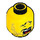 LEGO Yellow Minifigure Head with Black Stubble, Black Eyebrows &amp; Moustache - Scared Wide Open Mouth Expression (Recessed Solid Stud) (3626 / 34332)