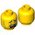 LEGO Yellow Minifigure Head with Black Stubble, Black Eyebrows &amp; Moustache - Scared Wide Open Mouth Expression (Recessed Solid Stud) (3626 / 34332)