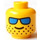 LEGO Yellow Minifigure Head with Blue Sunglasses and Stubble (Safety Stud) (3626)
