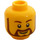 LEGO Gelb Minifigur Kopf mit Braun Bart und Smile (Vertiefte feste Noppen) (12486 / 89510)