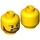 LEGO Gelb Minifigure Kopf mit braunem Bart (vertiefter massiver Bolzen) (11978 / 21022)