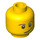 LEGO Gul Minifigur Hoved med Brun Eyebrows og Lopsided Smile (Forsænket ensfarvet knops - sort smilehul) (14807 / 59716)