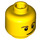 LEGO Geel Minifiguur Hoofd met Bruin Eyebrows en Lopsided Smile (Verzonken solide nop - zwart puistje) (14807 / 59716)