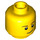 LEGO Gelb Minifigure Kopf mit Brown Eyebrows und Lopsided Smile (Eingelassener massiver Bolzen – braune Vertiefung) (3626 / 19546)