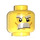 LEGO Yellow Minifigure Head with Bushy Grey Eyebrows and Mustache, (2 Sided Serious/Frown) (Recessed Solid Stud) (3626 / 96082)