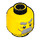 LEGO Amarillo Minifigura Cabeza con Bushy Grey Eyebrows y Mustache, (2 Sided Serious/Ceño fruncido) (Espiga de seguridad) (3626 / 96082)