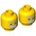 LEGO Yellow Minifigure Head with Bushy Grey Eyebrows and Mustache, (2 Sided Serious/Frown) (Safety Stud) (3626 / 96082)