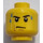 LEGO Gul Minifigur Hoved med Rynke panden, Sweat Drops Mønster (Forsænket solid knops) (10259 / 14914)