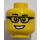 LEGO Yellow Minifigure Head with Glasses and Open Mouth Smile (Safety Stud) (3626 / 94575)