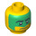 LEGO Giallo Minifigure Testa con Verde Pittura facciale (Perno di sicurezza) (3626 / 10012)