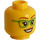 LEGO Geel Minifiguur Hoofd met Groen Bril (Verzonken solide nop) (3626 / 56863)