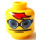 LEGO Amarillo Minifigura Cabeza con Cabeza con Azul Gafas de protección y Rojo Flequillo (Espiga de seguridad) (3626 / 42327)