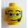LEGO Yellow Minifigure Head with Headset and Blue Glasses Decoration (Safety Stud) (3626)