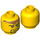 LEGO Gelb Minifigure Kopf mit Messy Brown Haar und 3 Spots under Links Eye (Sicherheitsbolzen) (3626 / 55635)