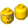 LEGO Yellow Minifigure Head with Messy Brown Hair and 3 Spots under Left Eye (Safety Stud) (3626 / 55635)