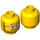 LEGO Gelb Minifigure Kopf mit Runden Glasses, Brown Beard und Raised Recht Eyebrow (Einbau-Vollbolzen) (13514 / 51521)