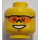 LEGO Gelb Minifigure Kopf mit Smile und Orange Goggles (Einbau-Vollbolzen) (13636 / 99810)