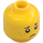 LEGO Yellow Peasant Child with Dark Tan Hair Head (Safety Stud) (3626 / 96004)