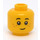 LEGO Yellow Peasant Child with Dark Tan Hair Head (Safety Stud) (3626 / 96004)