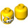 LEGO Gelb Schmucklos Kopf mit Beard Schwarz und Weiß mit Sideburns und Eyebrows, Zähne (Sicherheitsbolzen) (3626 / 53976)