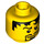 LEGO Geel Vlak Hoofd met Zwart Haar en Goatee, gesloten Mouth (Veiligheids Stud) (3626 / 50003)