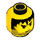 LEGO Yellow Plain Head with Black Stubble and Messy Hair (Safety Stud) (3626 / 44747)