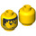 LEGO Yellow Plain Head with Black Stubble and Messy Hair (Safety Stud) (3626 / 44747)