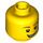 LEGO Amarillo Plano Cabeza con Lopsided Mueca y Blanco Pupils (Espiga de seguridad) (14761 / 88950)