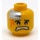 LEGO Yellow Plain Head with Silver Plate and Orange Scars, Determined / Scared (Safety Stud) (3626 / 64881)