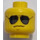 LEGO Giallo Liscio Testa con Occhiali da sole (Perno solido incassato) (13626 / 99509)