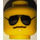 LEGO Yellow Police Officer Head with Black Sunglasses (Recessed Solid Stud) (3626 / 21023)