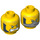 LEGO Geel  Racers Hoofd (Verzonken Solid Stud) (14077 / 90042)