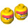 LEGO Yellow Ryo Dual Sided Head (Safety Stud) (3626 / 55711)